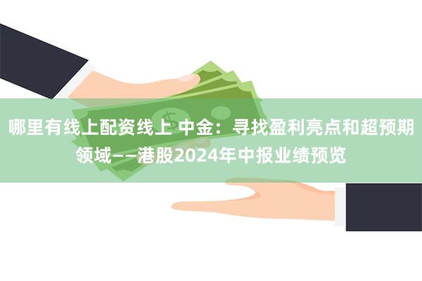 哪里有线上配资线上 中金：寻找盈利亮点和超预期领域——港股2024年中报业绩预览