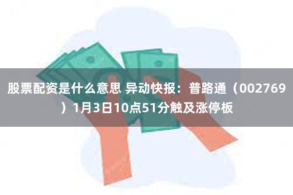 股票配资是什么意思 异动快报：普路通（002769）1月3日10点51分触及涨停板